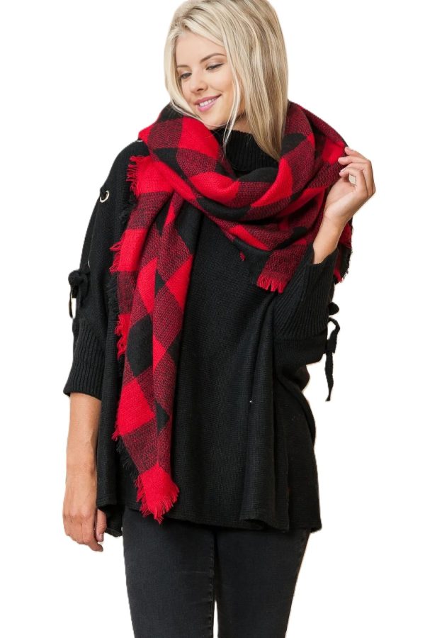 5056979_BLACK_RED AURORA LUXE BUFFALO PLAID BLANKET SCARF_(FW21)_A 5056979_BLACK_RED AURORA LUXE BUFFALO PLAID BLANKET SCARF_(FW21)_A