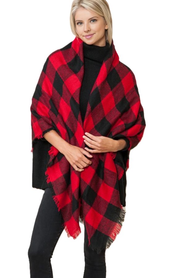 5056979_BLACK_RED AURORA LUXE BUFFALO PLAID BLANKET SCARF_(FW21)_B