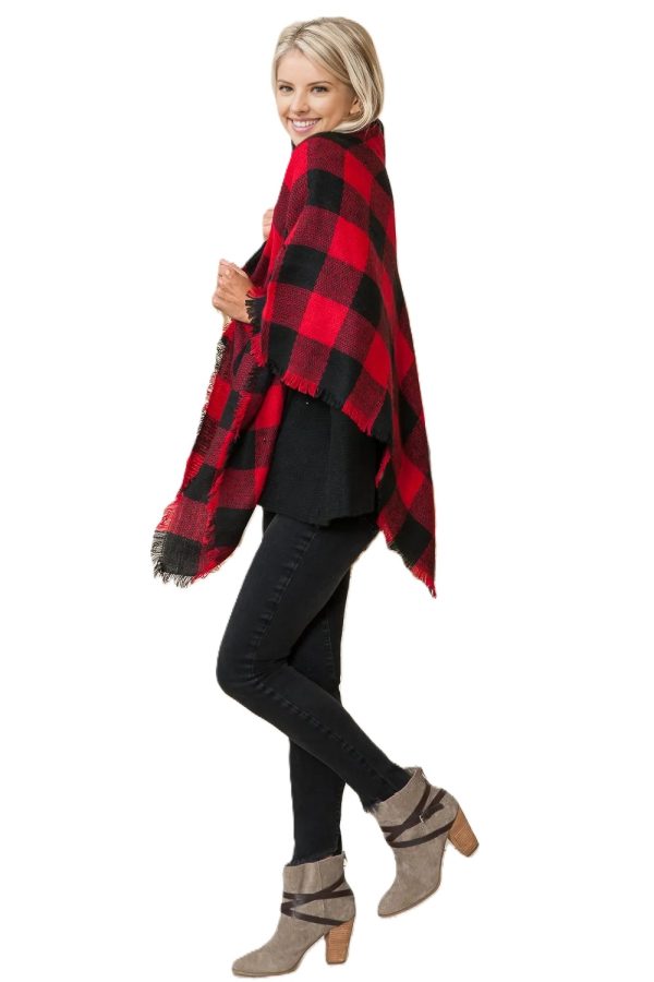 5056979_BLACK_RED AURORA LUXE BUFFALO PLAID BLANKET SCARF_(FW21)_D 5056979_BLACK_RED AURORA LUXE BUFFALO PLAID BLANKET SCARF_(FW21)_D