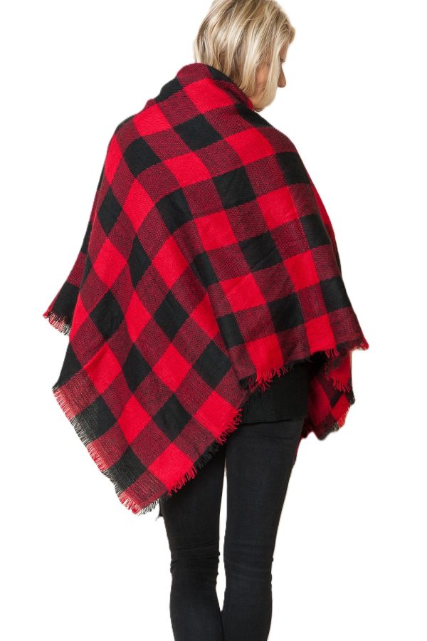 5056979_BLACK_RED AURORA LUXE BUFFALO PLAID BLANKET SCARF_(FW21)_E 5056979_BLACK_RED AURORA LUXE BUFFALO PLAID BLANKET SCARF_(FW21)_E