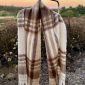 Beige Bitter Cold Fluffy Plaid Oblong Scarf