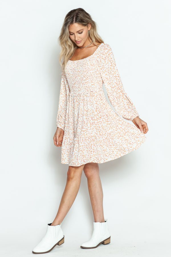 SI0009 TO SI0012_S TO XL_WHITE FLORAL SMOCKED PUFF SLEEVE MINI-DRESS_(SS24_CB)_A