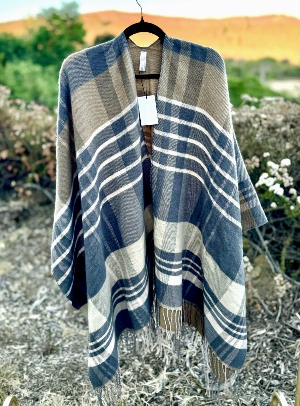 Blue All Checked In Plaid Kimono